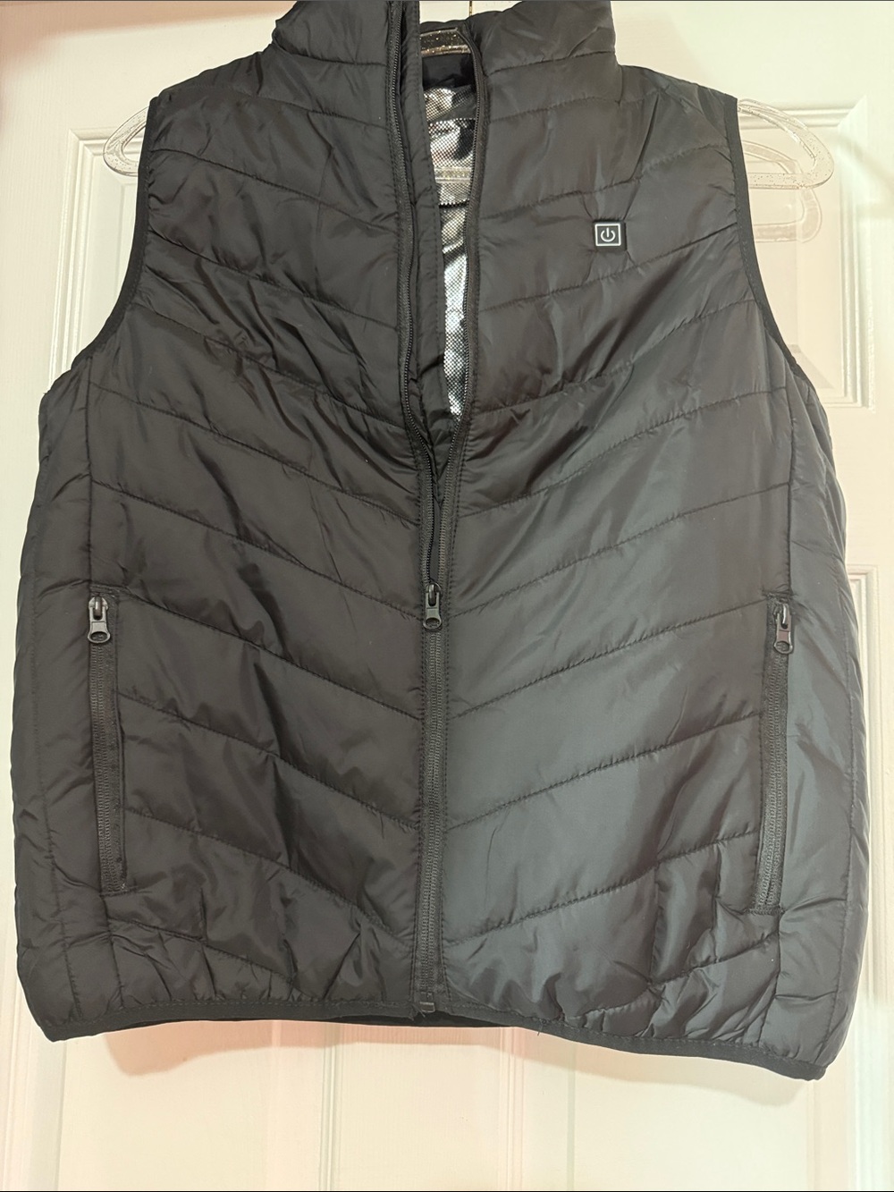 Ladies Black Quilted Heated Vest with Zip Pockets